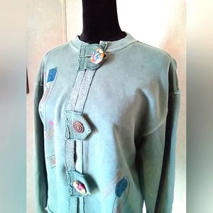 AUTHENTIC PIGMENT BUTTON DOWN GREEN SWEATSHIRT